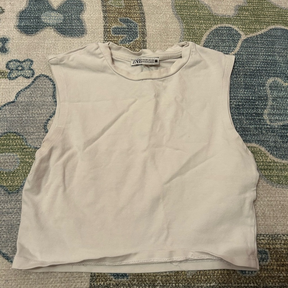 Zara Cream Sleeveless Muscle Tee